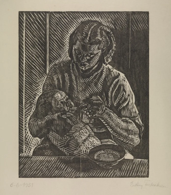"Mor, der mader sit lille barn” af Erling Frederiksen, fra 1951.