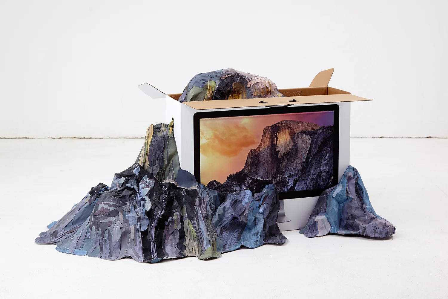 Raw Mountain (from the series 'User Experience'), 2015, paper, glue, iMac box. | Photo: Krisztián Zana.
