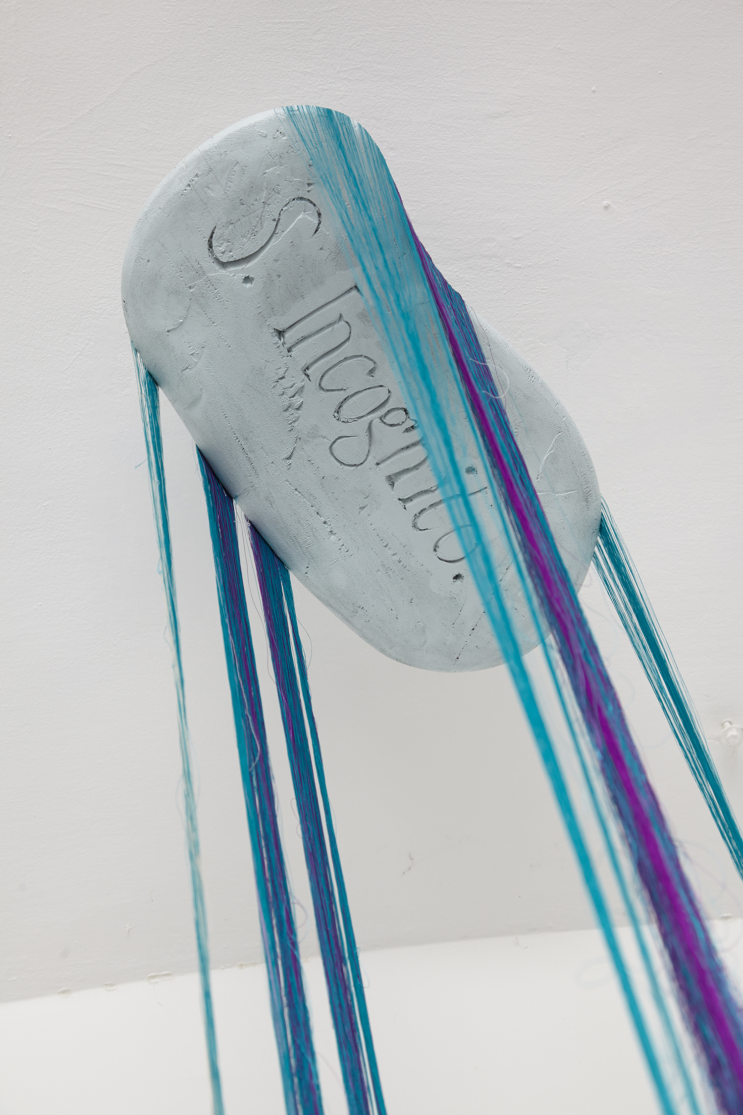 Surely Heaven is Kept in Incognito Mode Too, 2016, styrofoam, thread, acrylic paint. | Photo: Krisztián Zana.