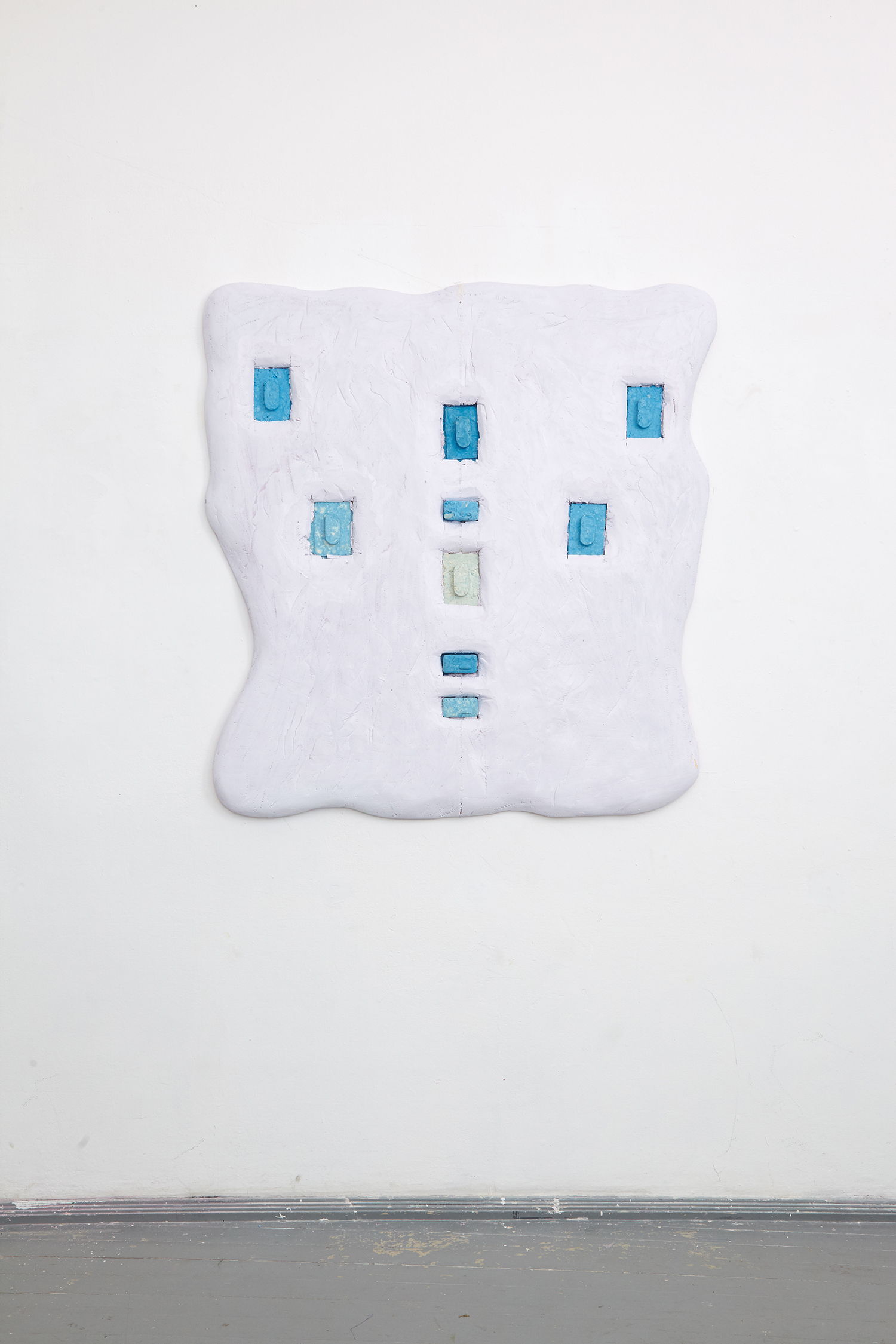 Smells Like 9 Pieces, 2016, styrofoam, soap, acrylic paint. | Photo: Krisztián Zana.