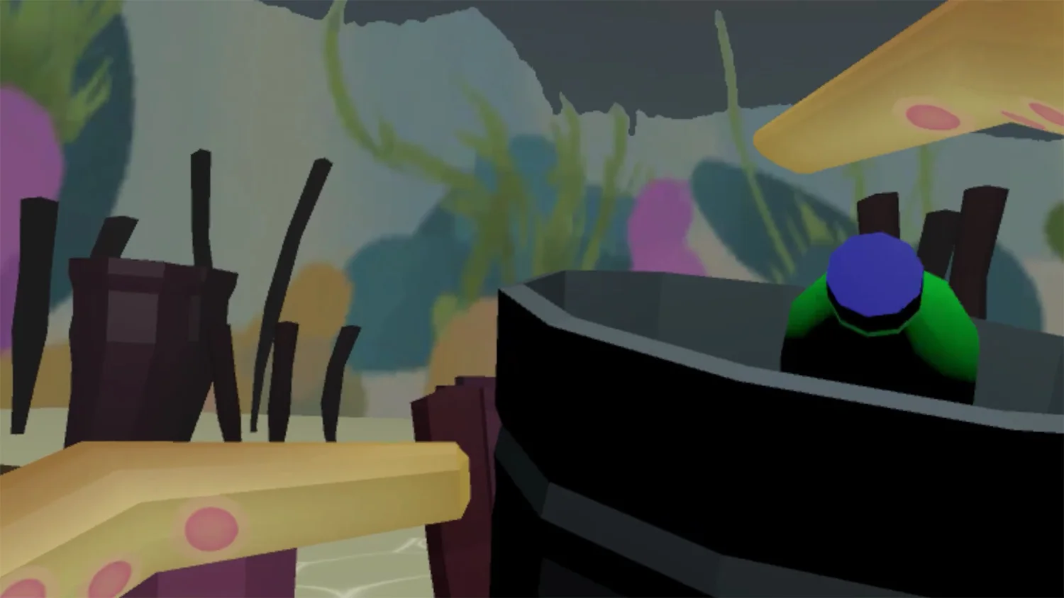 Still fra Octo Trash, VR Game Prototype. Af Basile Mathieu, Sule Serubugo, Anna Harakoulos og Costin Benescu.