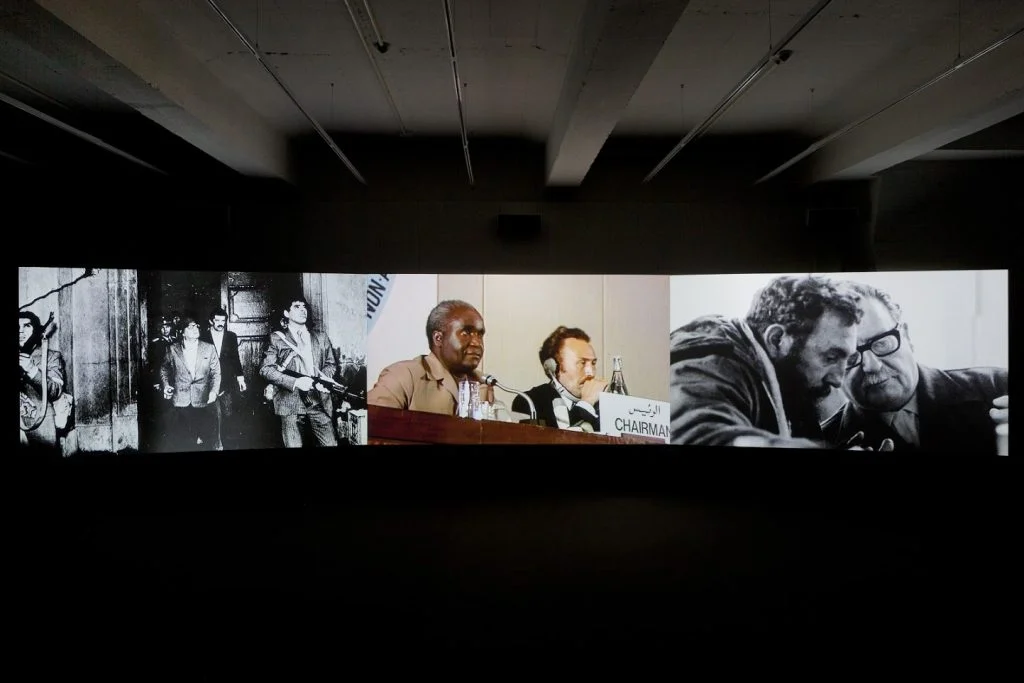 Naeem Mohaiemen "Two Funerals and a Meeting", (2017), installation view. © Michael Nast.