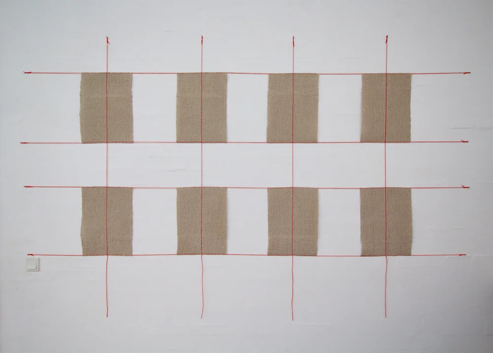 Shino Otani “Drawing,” 2018 (cotton, dye, pigment, 213x133 cm). Photo: Karin Lind.