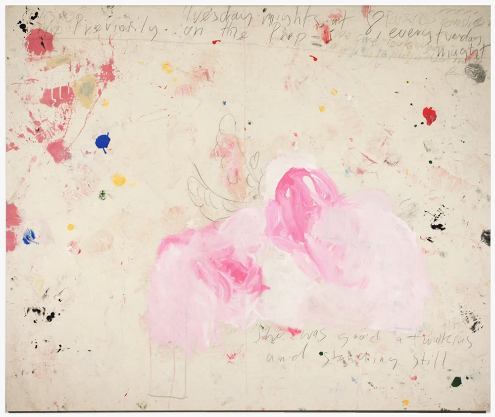 Mical Noelson, Previously on the perp (painting, 150 cm by 180 cm).