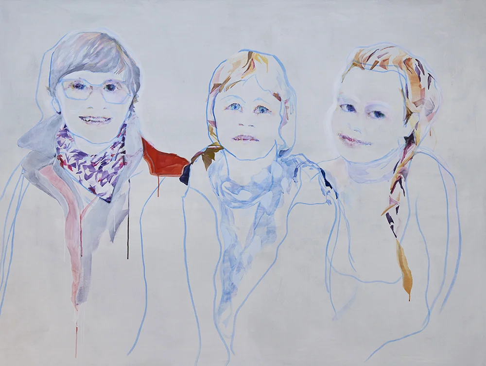 Vivi Christensen “BLIK / Svigermor, mor og datter” (Akryl på lærred 150 x 200 cm). Foto Kirstine Mengel.