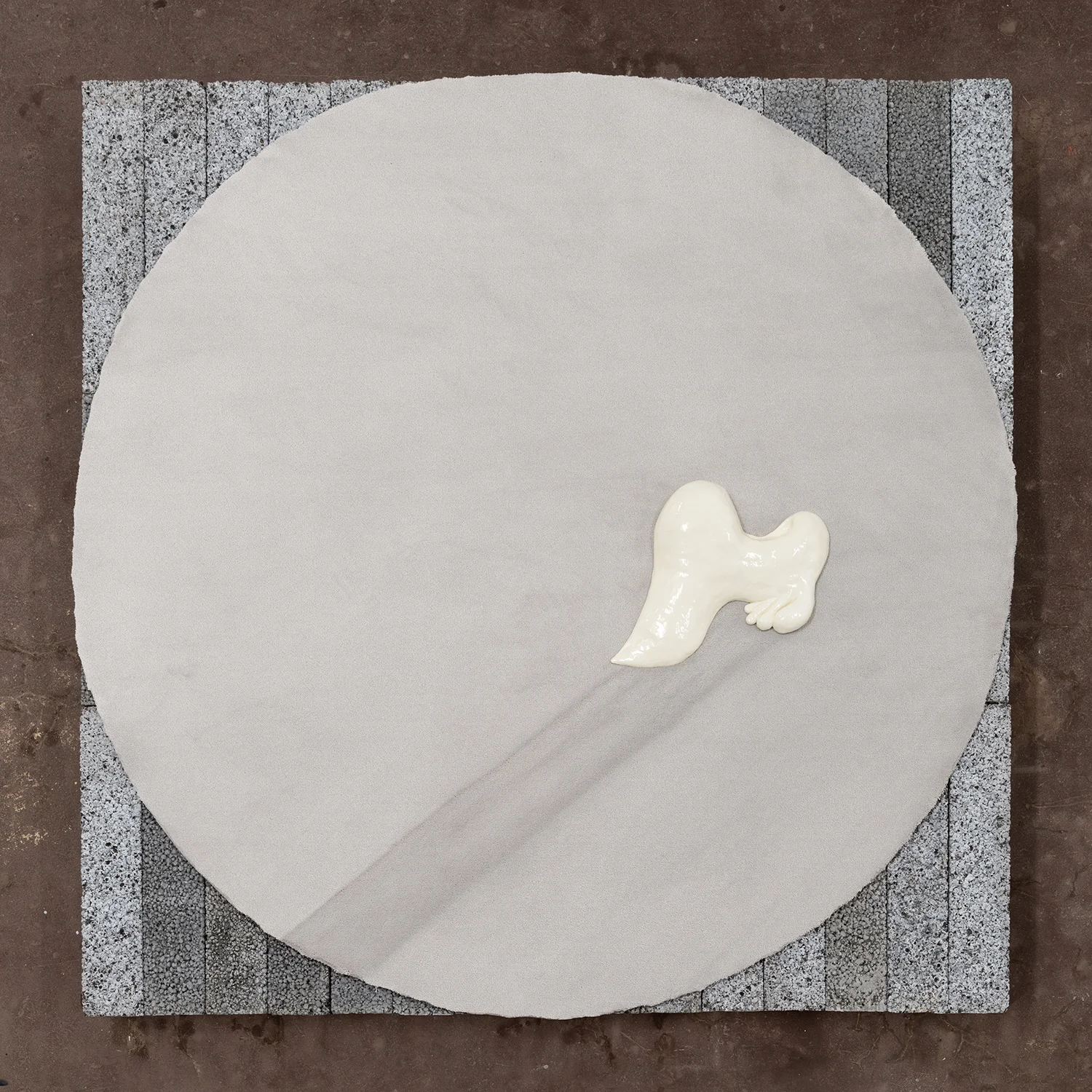 Martha Hviid “Strech,” 2019 (Clay, varnish, carpet, breeze-blocks). Photo: David Stjernholm.