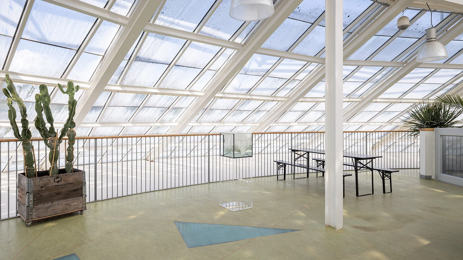 Richard Frater, Stop Shell (ghost fishing version) (2018). Installation view i Væksthusene i Botanisk Have. Foto: Mikkel Kaldal.