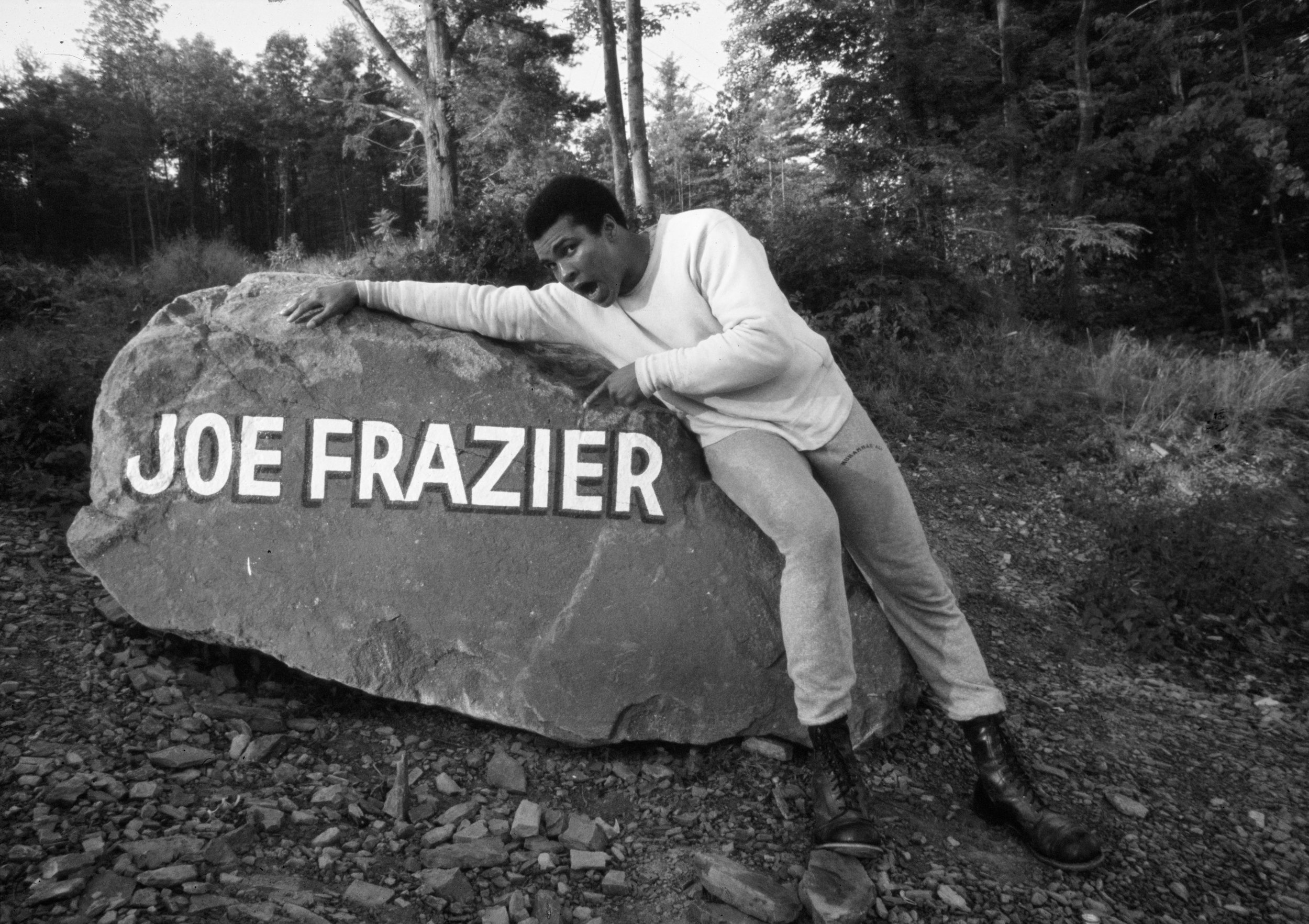  Ali Leaning on Joe Frazier Boulder 