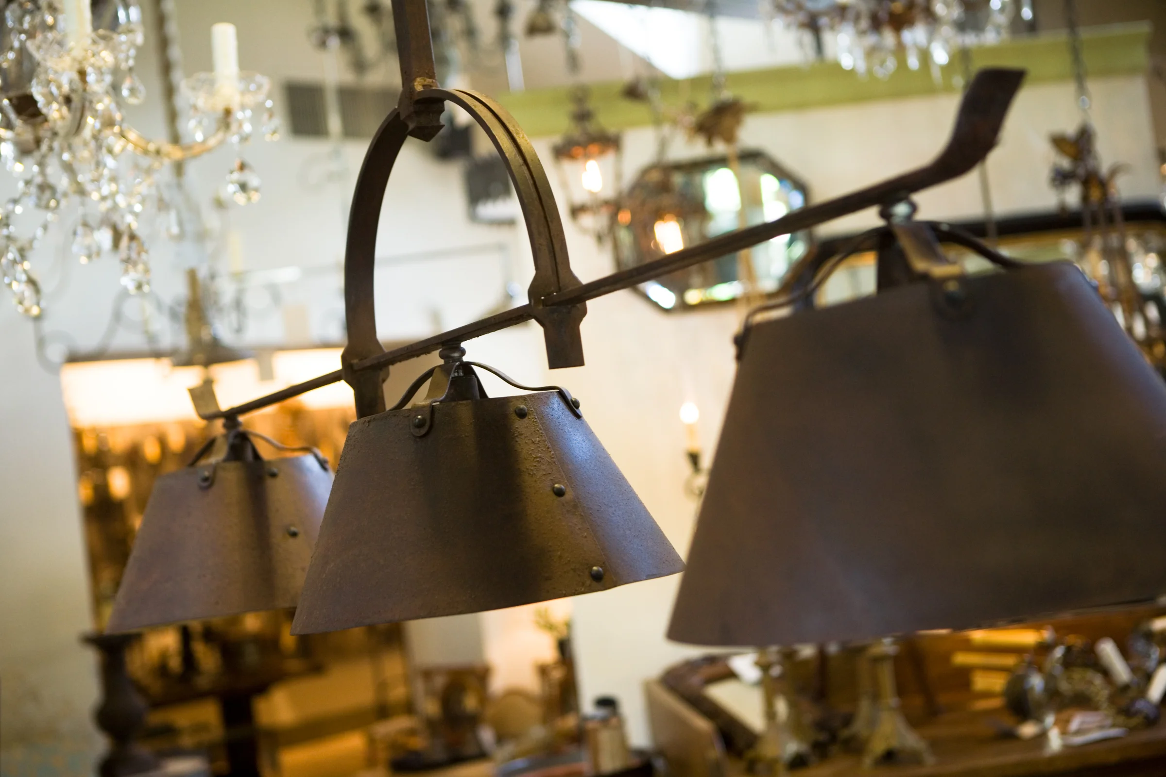 Handmade, Custom Three-Light Hanging "Lucas" Fixture