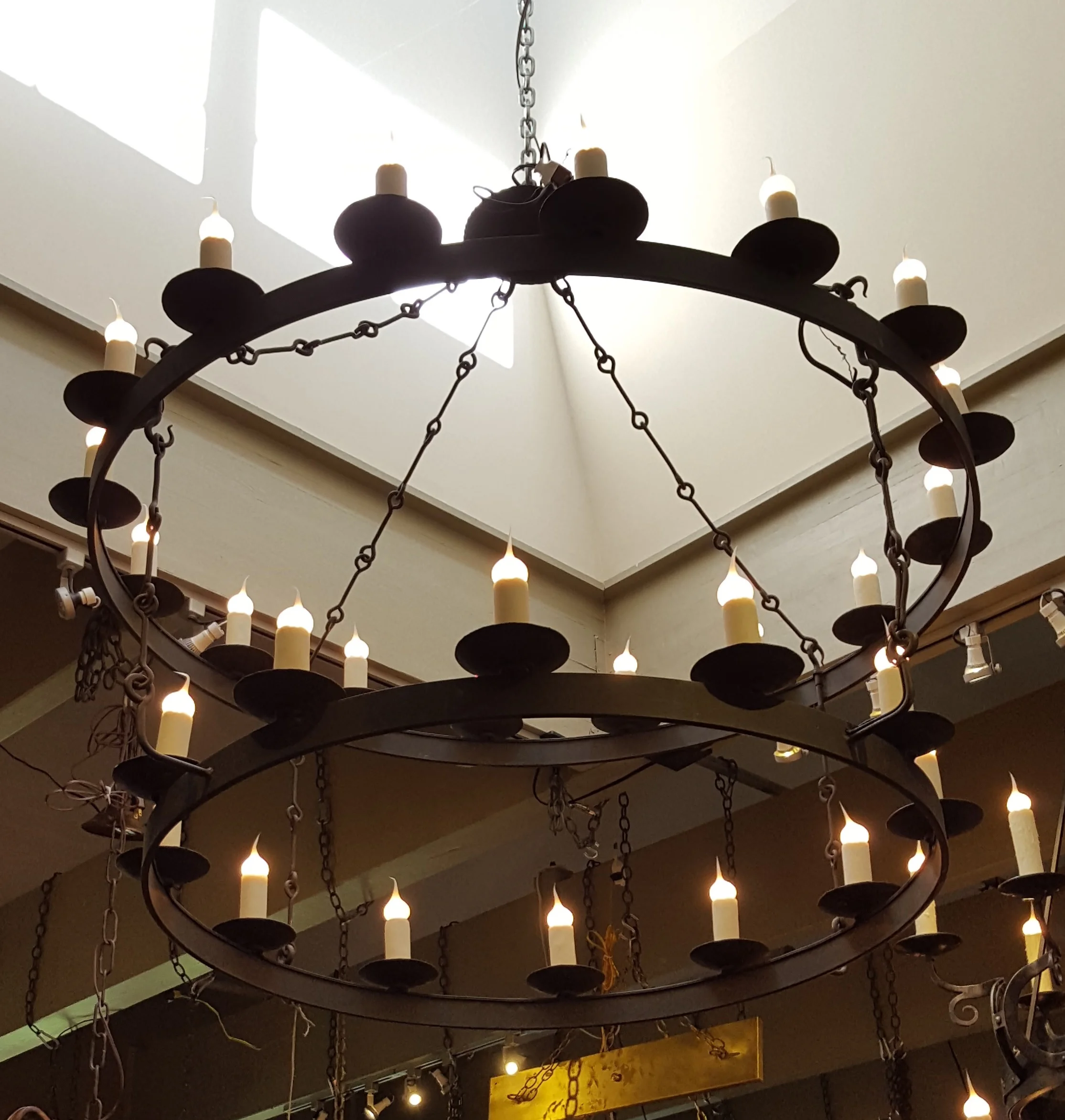 Oversized, Hand-Forged Iron Double Ring "Monroe" Chandelier