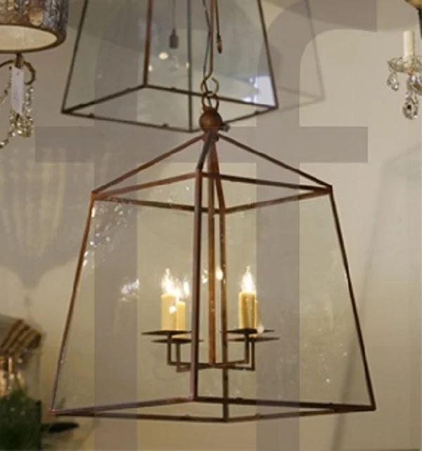 Custom-Made, American Iron and Glass "Seneca" Lantern
