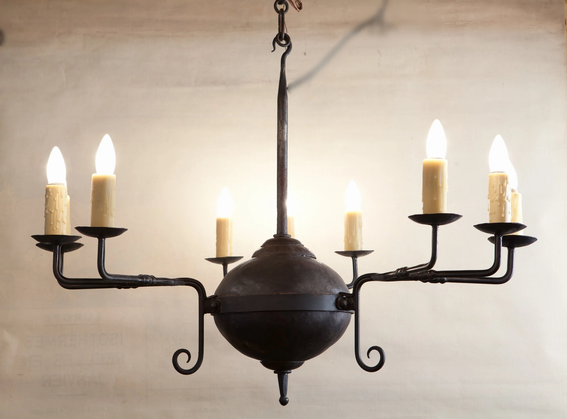 Hand-Forged Iron "Mercer" Chandelier with Nine Lights