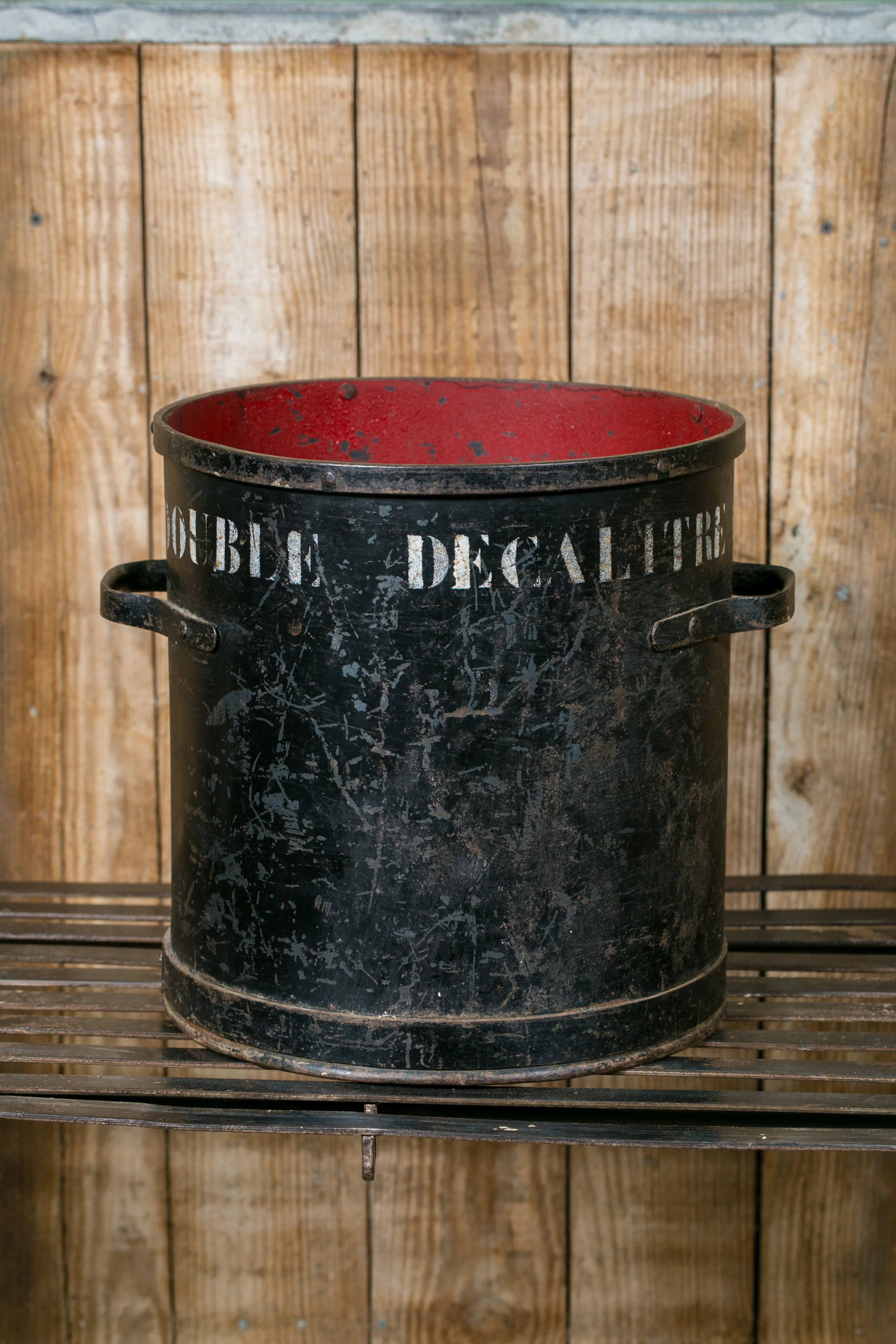 Vintage Large Red and Black Double Decalitre Measure from Belgium, circa 1940
