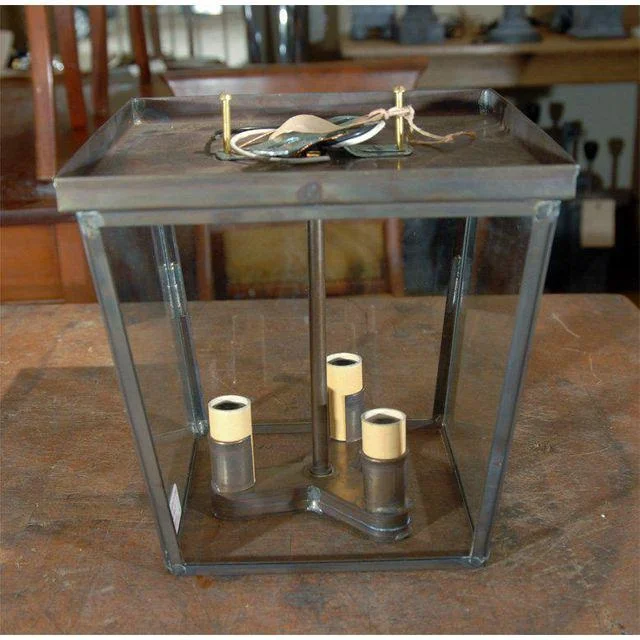 Hand-Crafted American Made Trapezoid Ceiling Mount Lantern