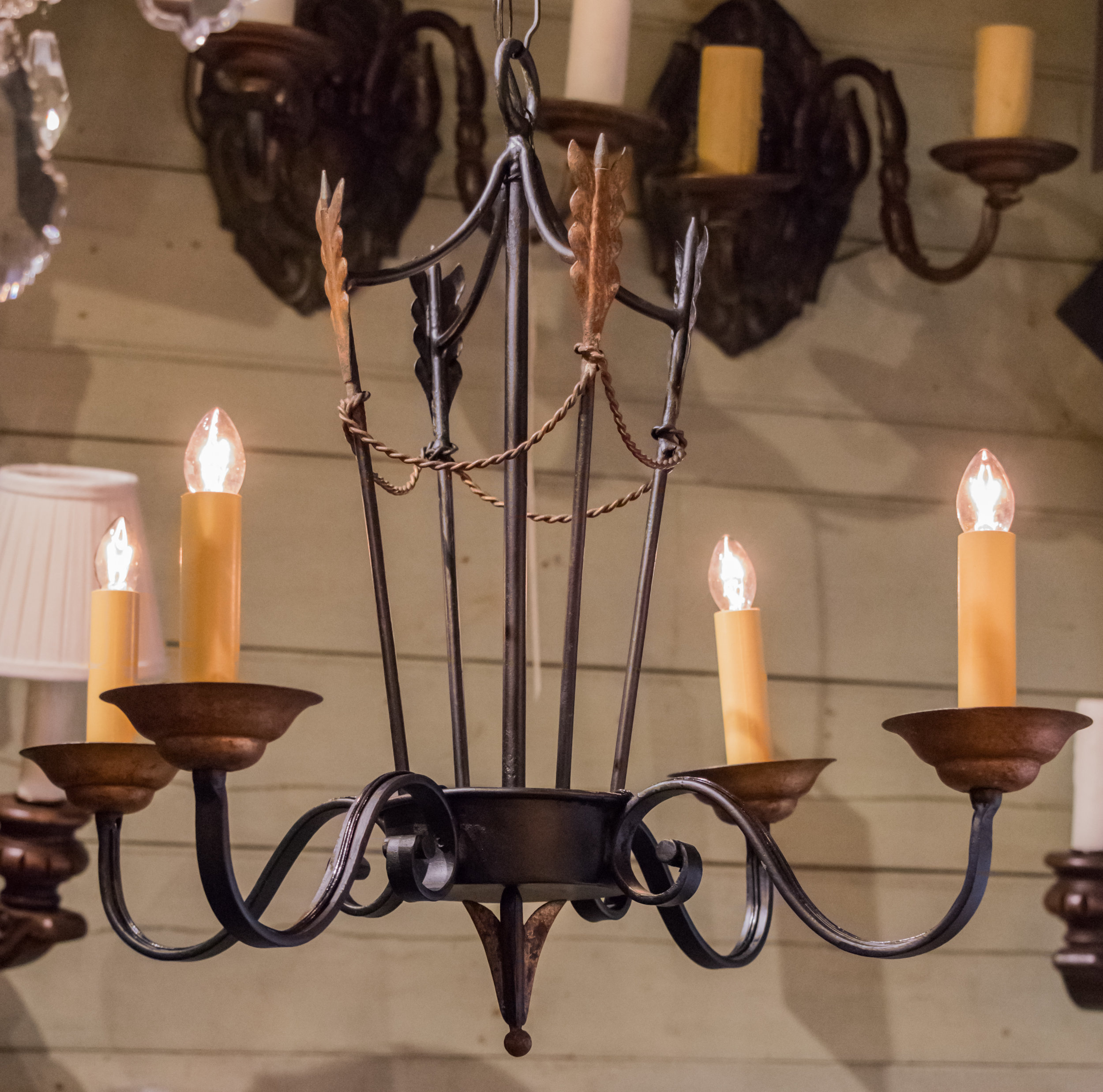 French Tole Arrow Chandelier, circa 1940