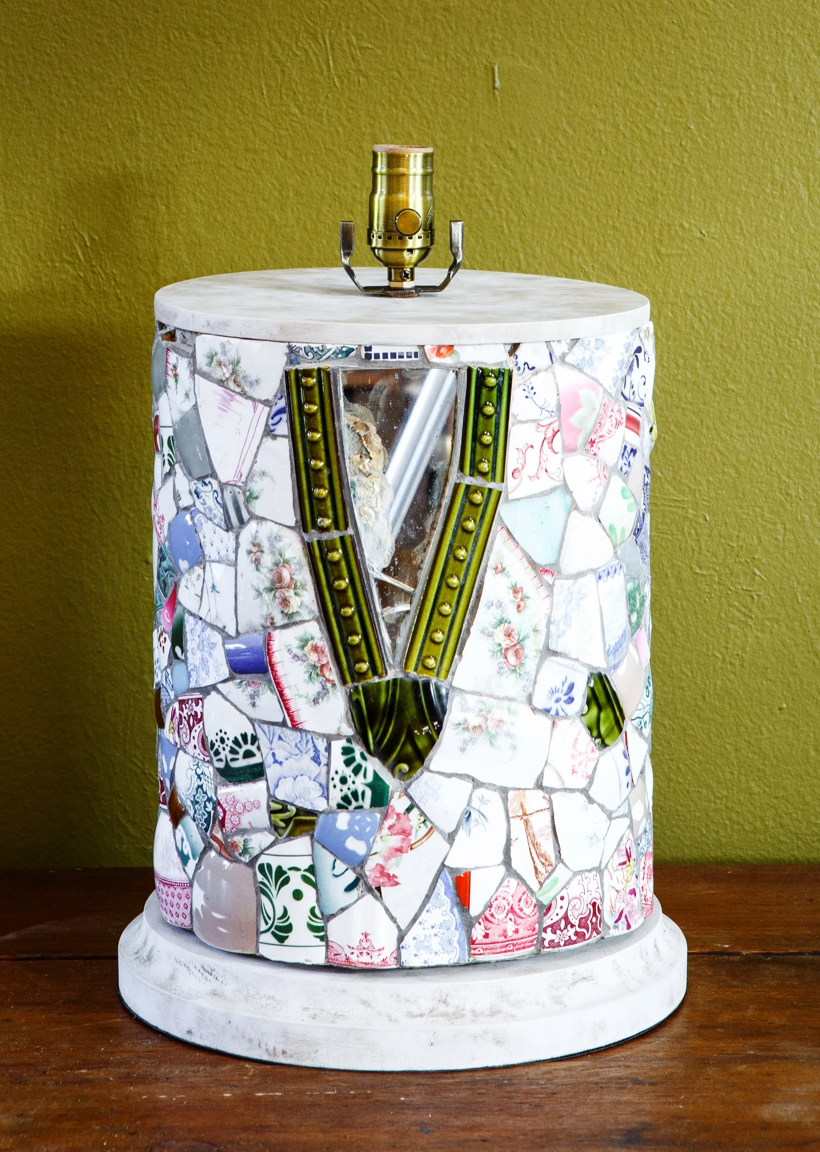 Porcelain China Mosaic Table Lamp, circa 1930