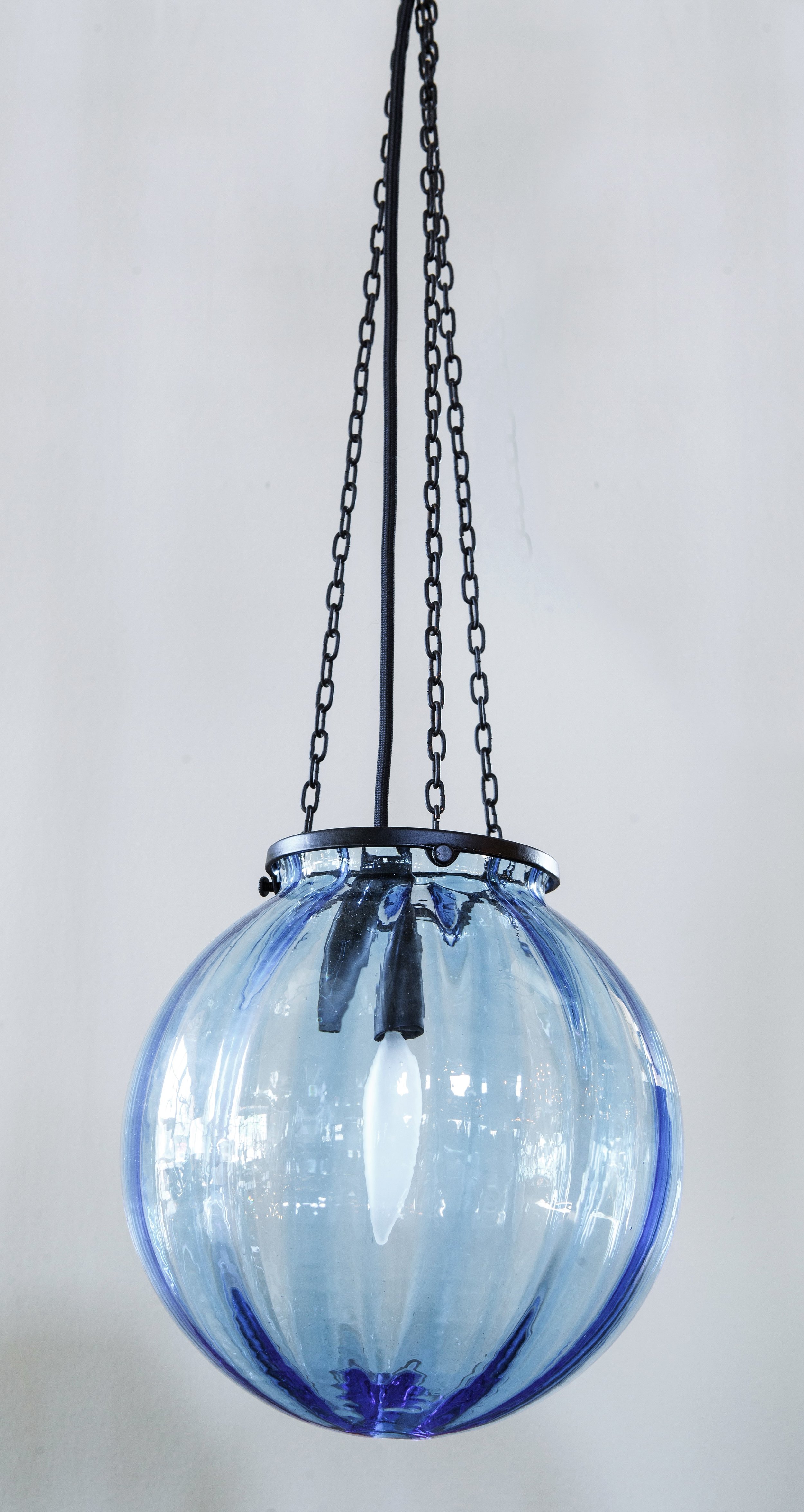 Vintage Hand-Blown Murano Glass Blue Sphere Light