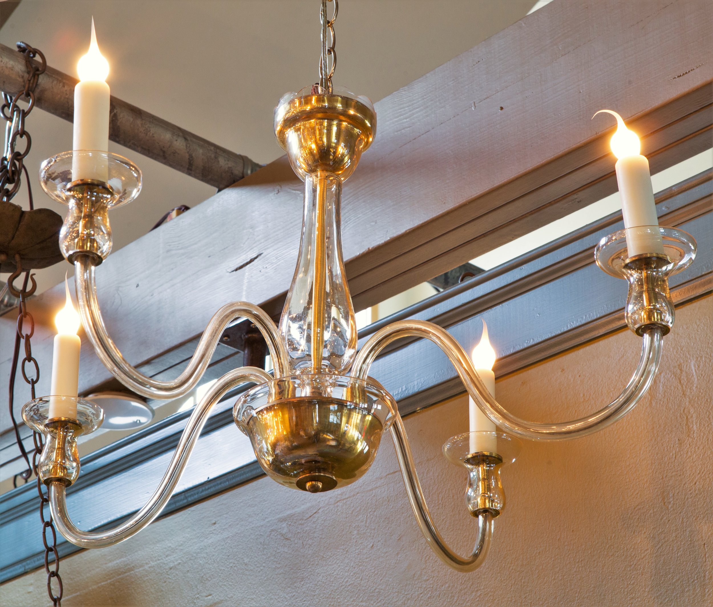Pair 15" tall Vintage baroque hanging Spelter brass plt Lamp Crystal Chandelier 