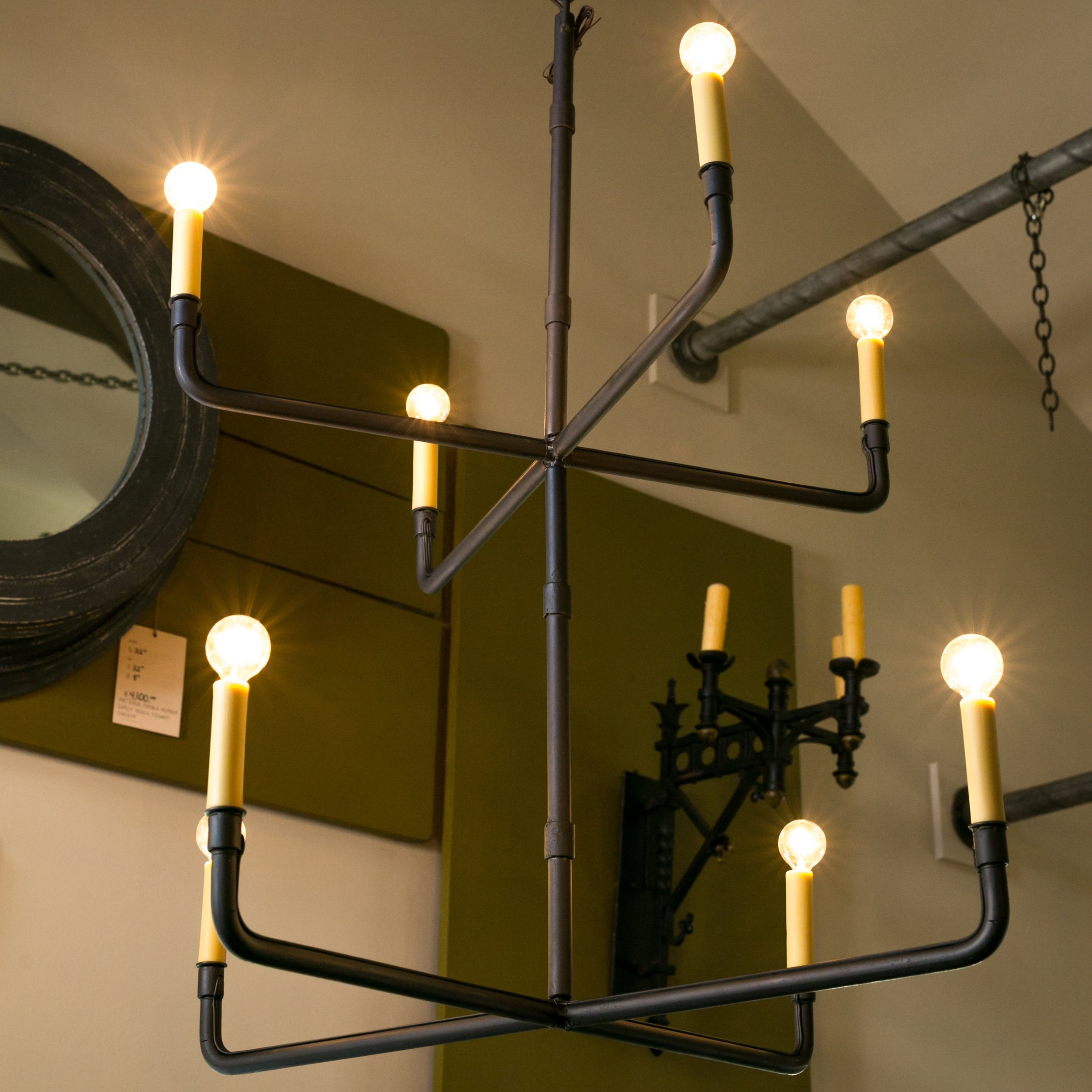 Minimalist Two-Tier Hand-Made Iron "Knox" Chandelier