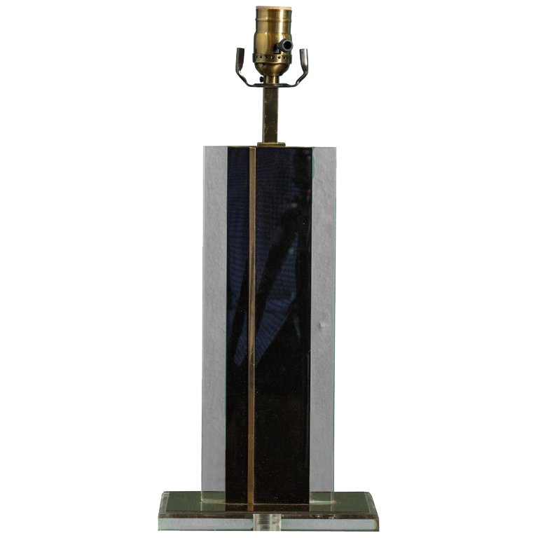 Mid-Century Brass and Glass Lamp