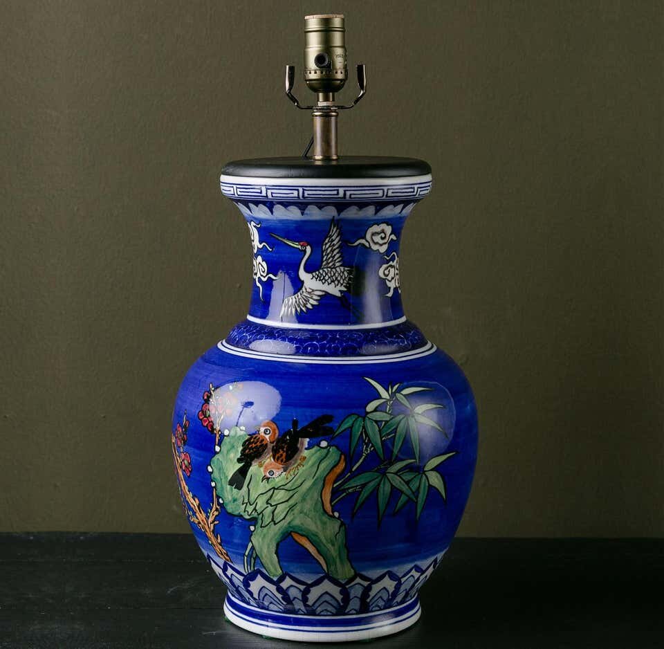 Chinoiserie Cobalt Hand-Painted Table Lamp