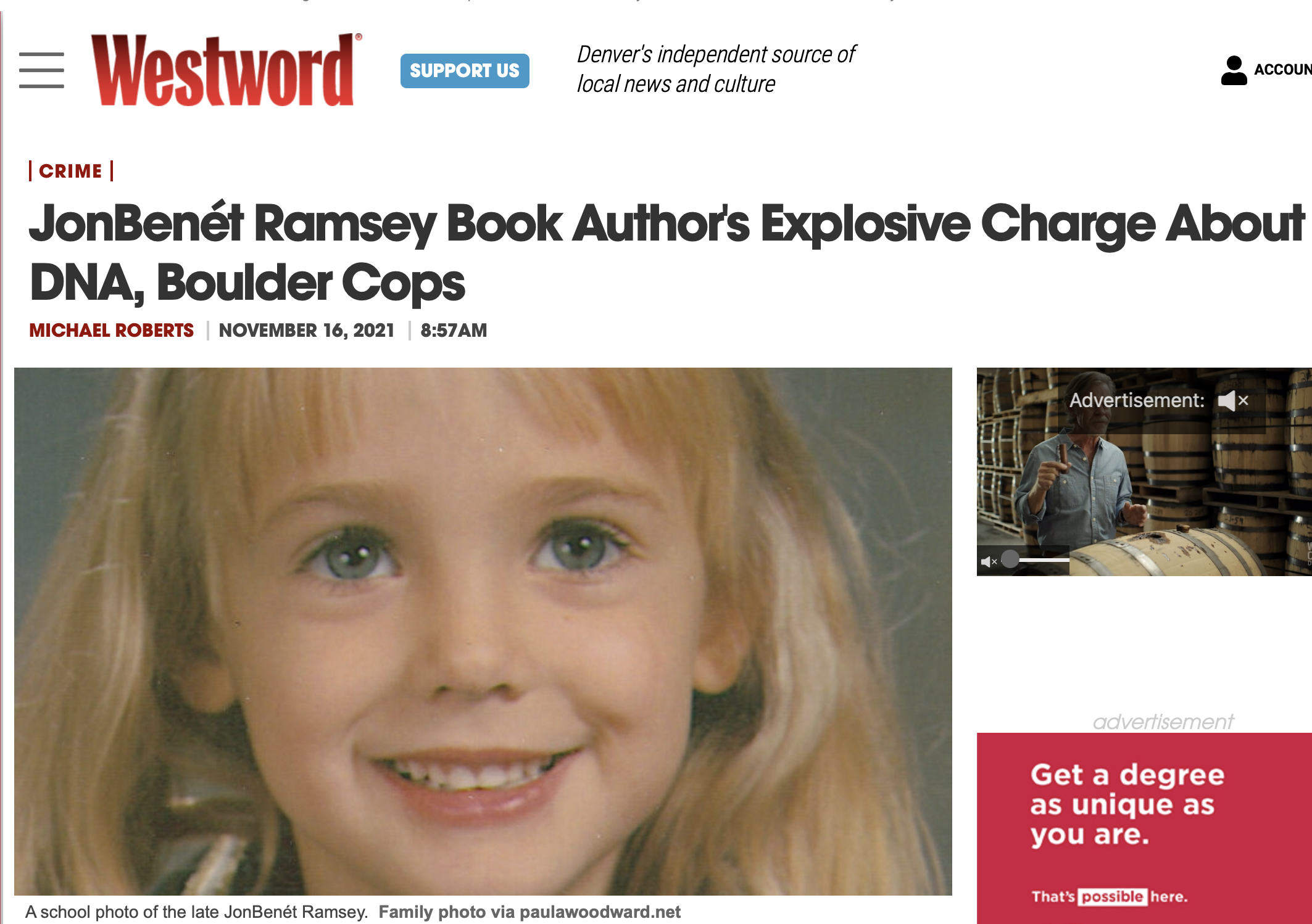 Westword: JonBenét Ramsey Book Author's Explosive Charge About DNA, Boulder Cops