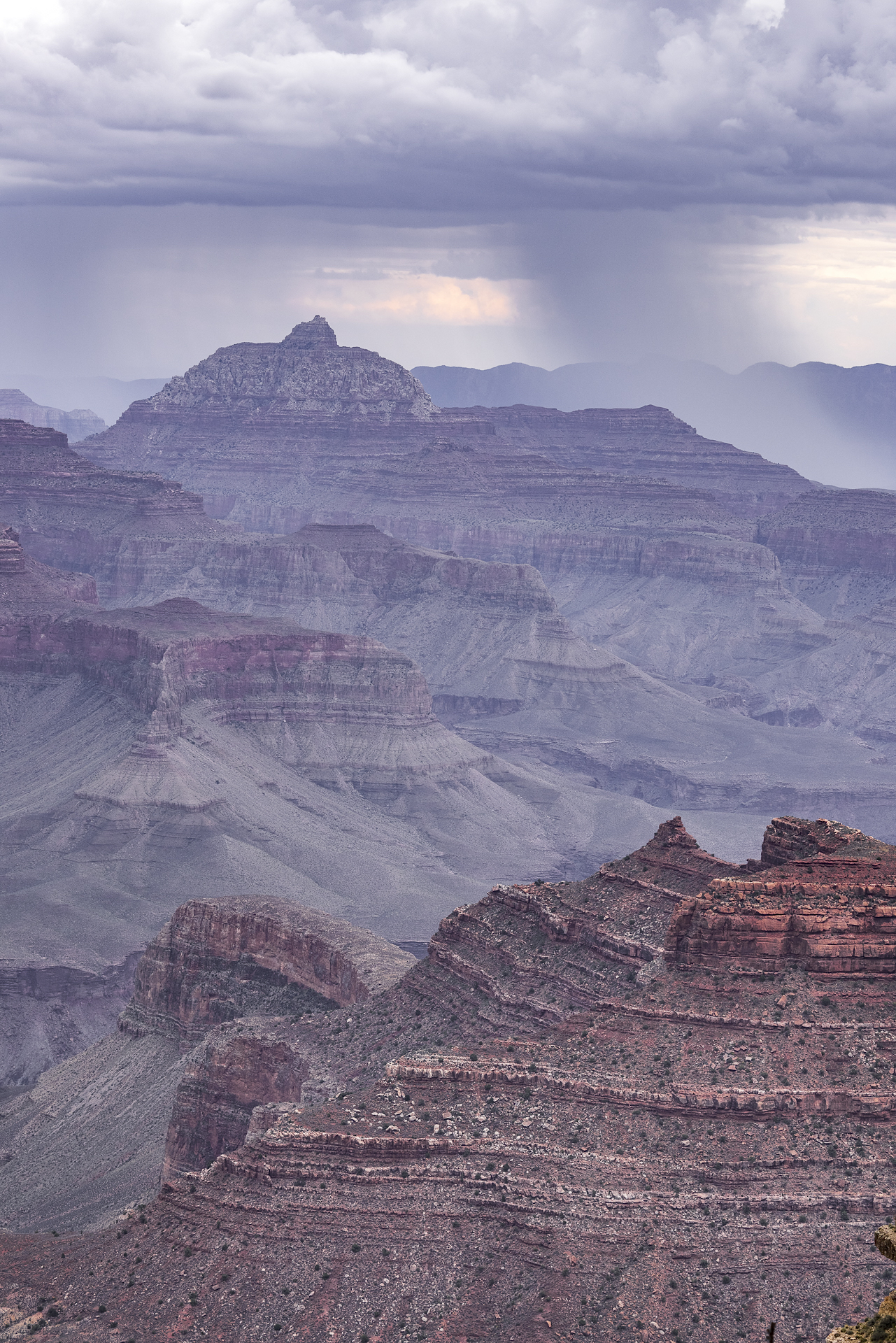 Heavy rain shower over the Grand Canyon, AZ, from Yaki Point