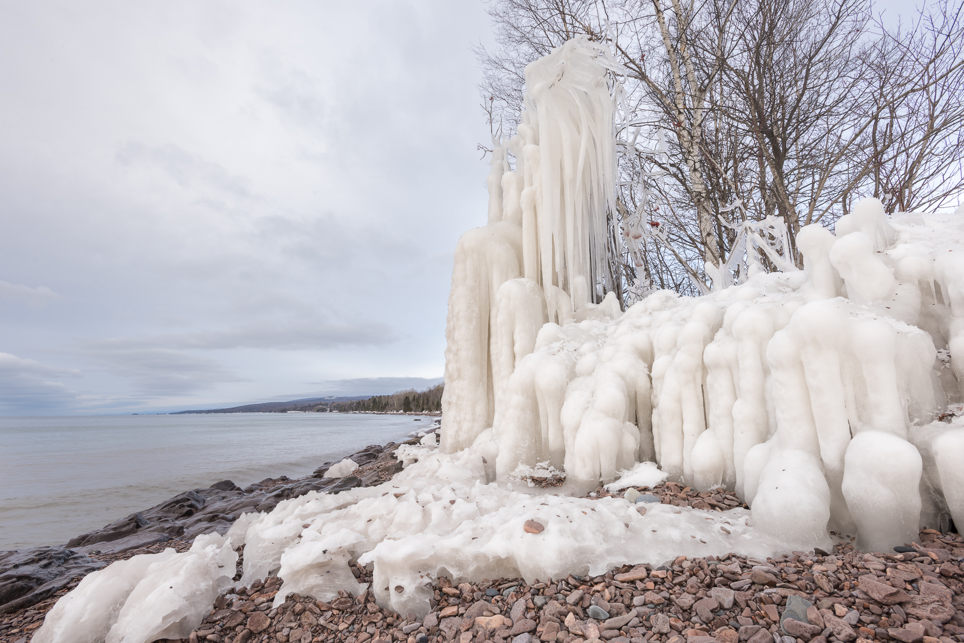 Ice sculpture along Lake Superior. Grand Marais, Minnesota.