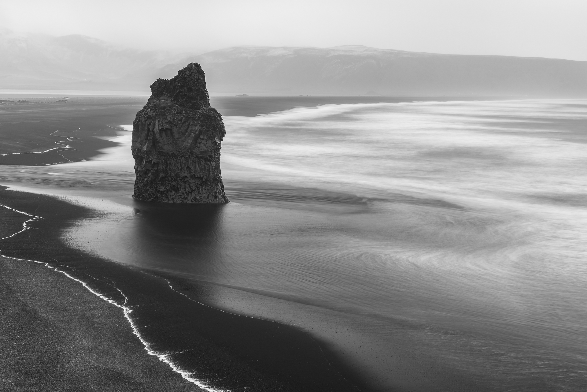 Sea stack on Dyrhólaey Beach.