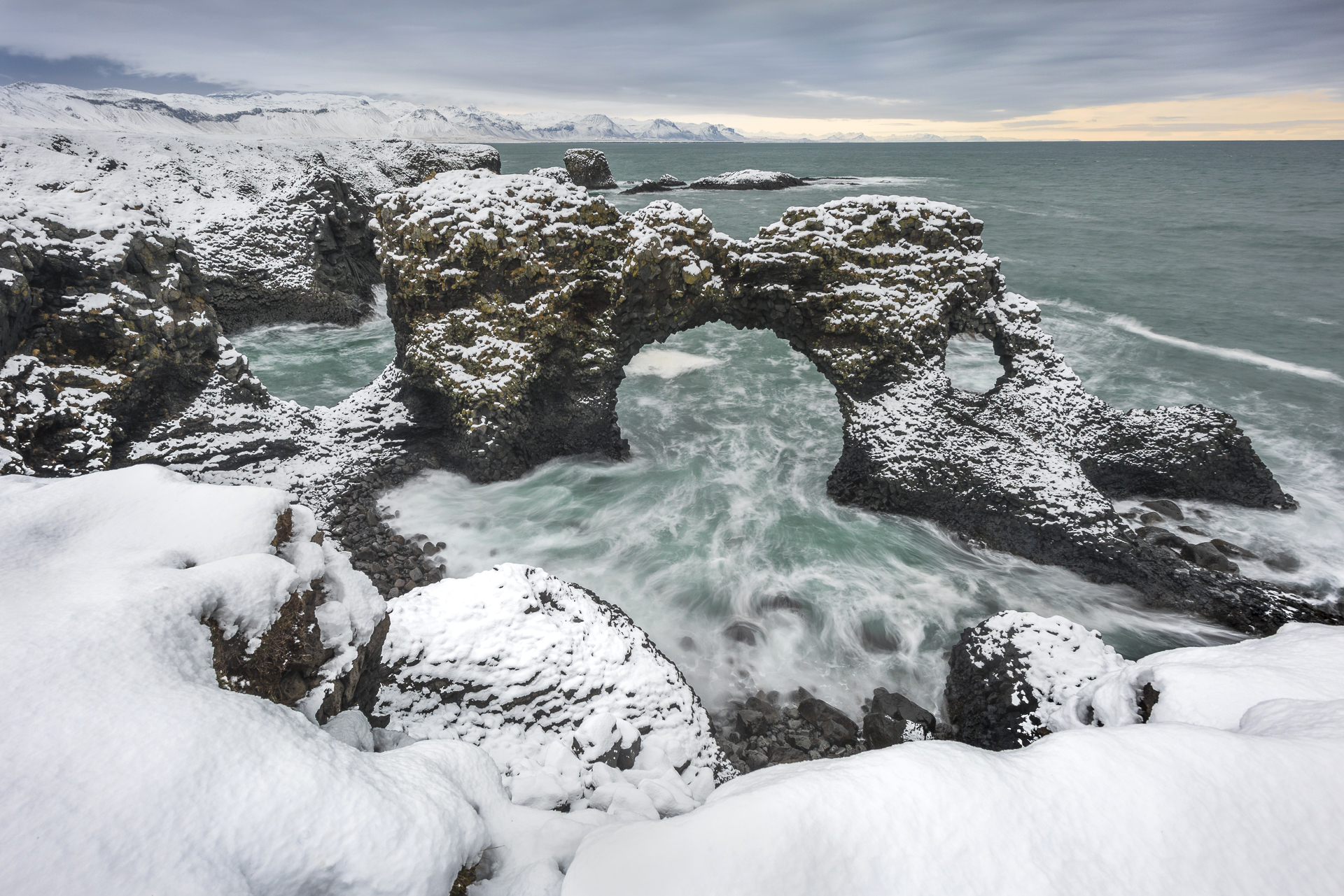 Arch in volcanic rock. Anarstapi.