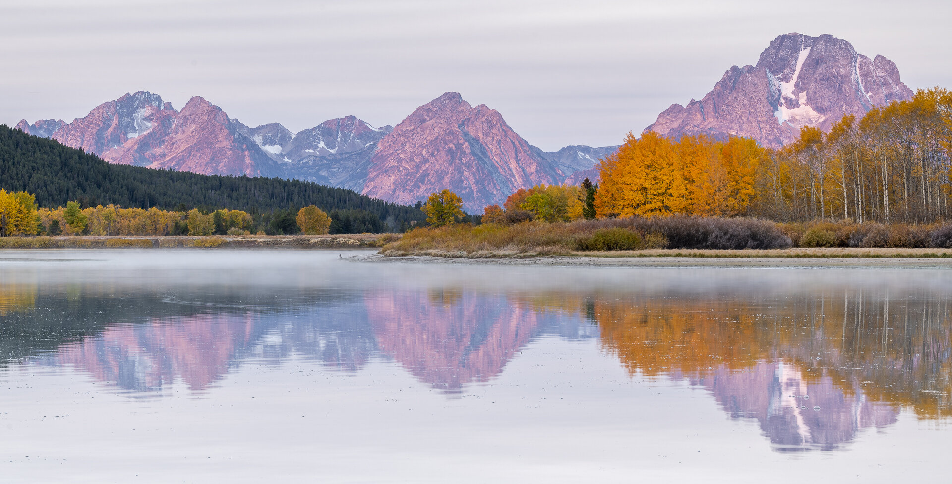 Sunrise on Mt. Moran from Oxbow Bend