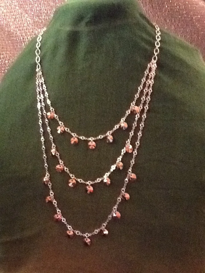 Swarovski Crystal & Silver Chain Necklace.JPG