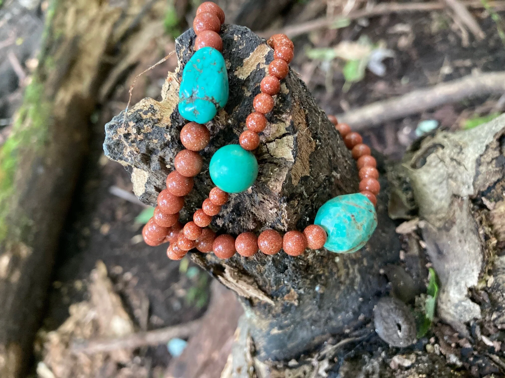 Turquoise:Goldstone Bracelets (stretch).jpeg