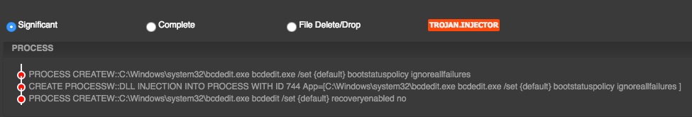 To make it almost impossible to recover or repair, attacker has used windows "bcdedit.exe" utility, which is used for managing Boot Configuration Data (BCD)