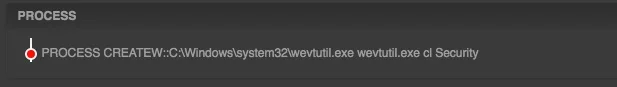 In order to to cover their tracks, attacker used windows utility " wevtutil.exe " for deleting Security and System windows event log.
