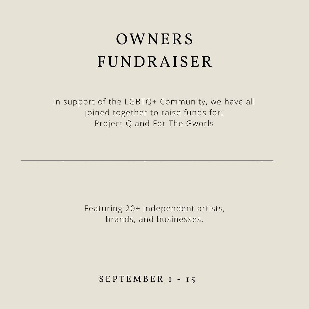 We're so excited to share this project with you. In support of the LGBTQ+ community, a group of us have joined together to raise funds for @project_q_ and @forthegworls. To view the raffle items, visit @shop_owners. 3 items will be posted each day un