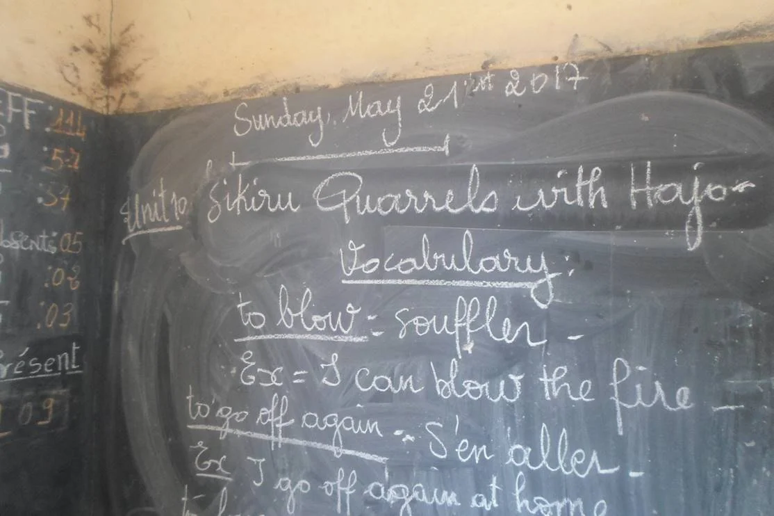 The chalkboard is the main, and often only, teaching aid in Mali classrooms.