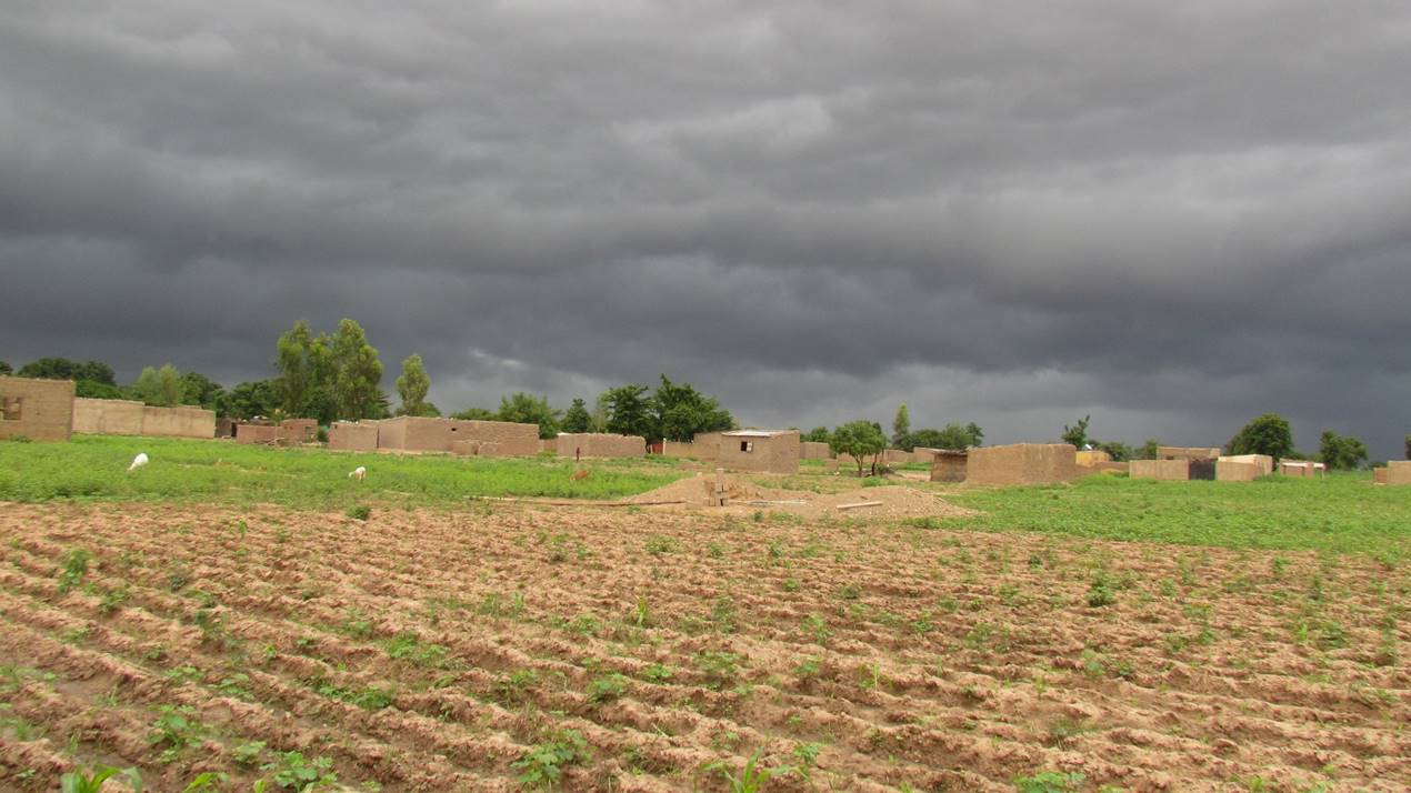  A view of Sebela village under threatening clouds. 