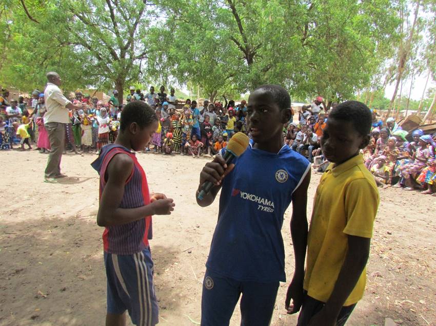 The boys performed a skit about the importance of girls' education.