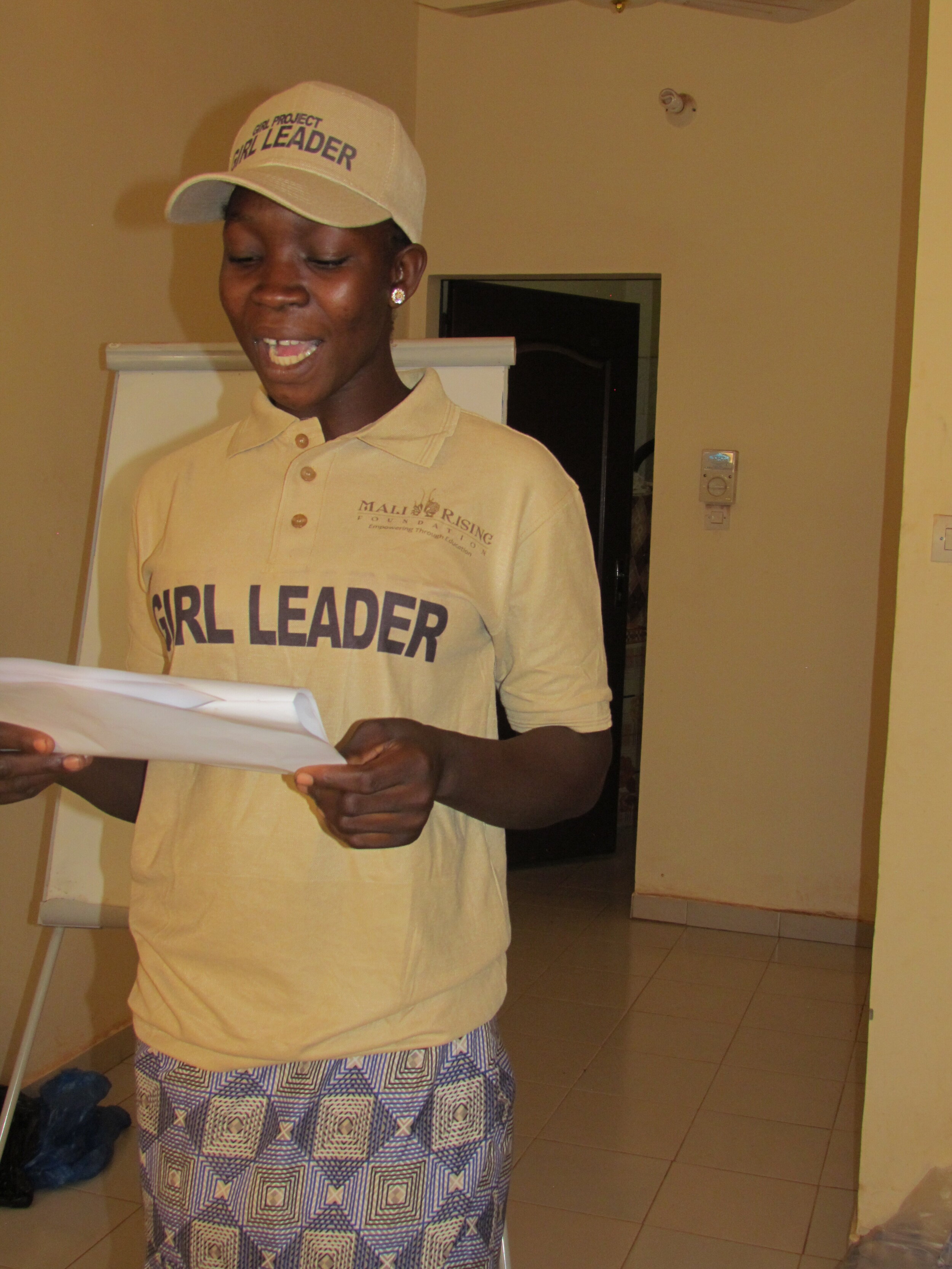 Tenimba practices her leadership skills at our Girl Leader training in September.