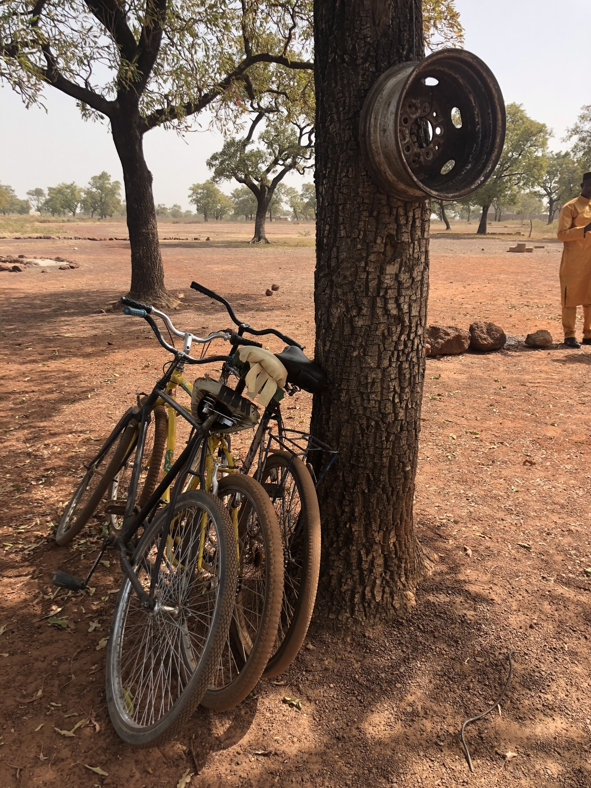 In the school yard...that rim functions as the school bell!