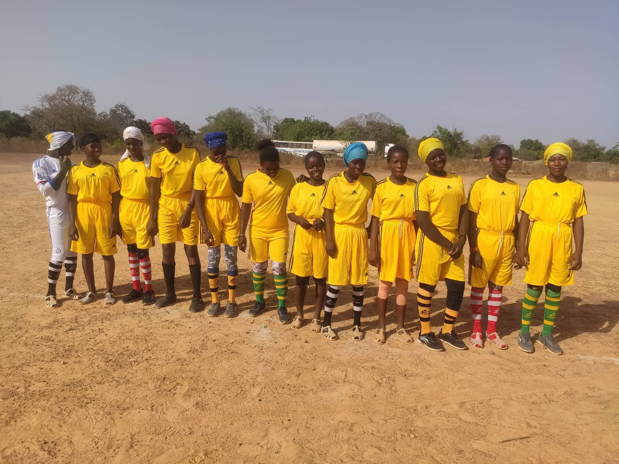 The current girls of Zambougou prepare to play.