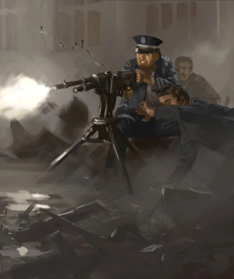 Lieutenant Azueta and the Machine Gun, Veracruz, 1914