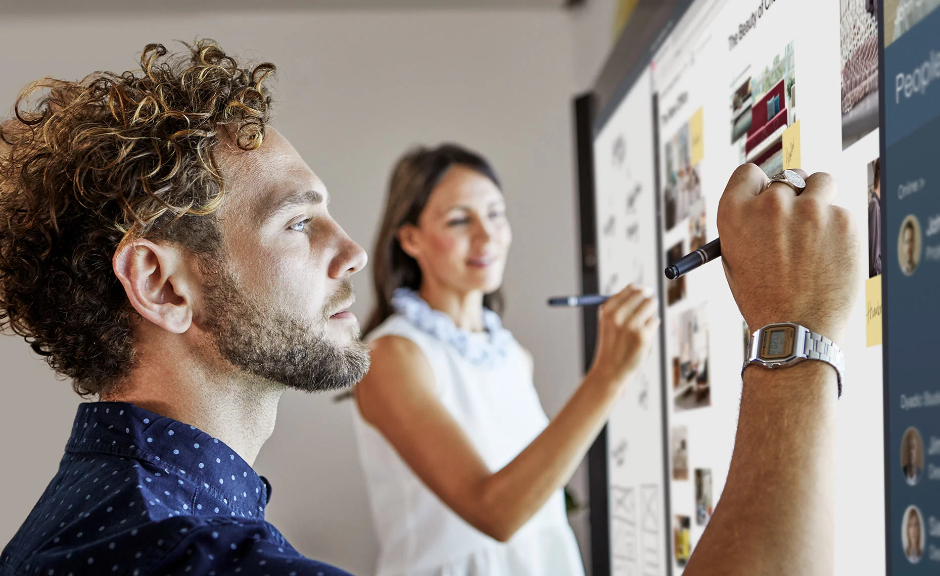 The Surface Hub has a large enough screen for group work.
