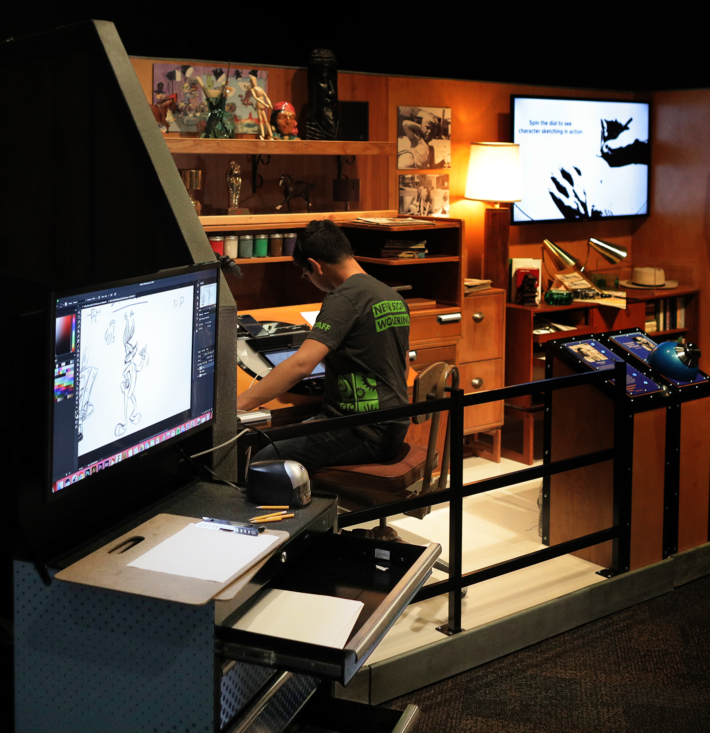 Chuck Jones Display drawing instruction with work cart.jpg