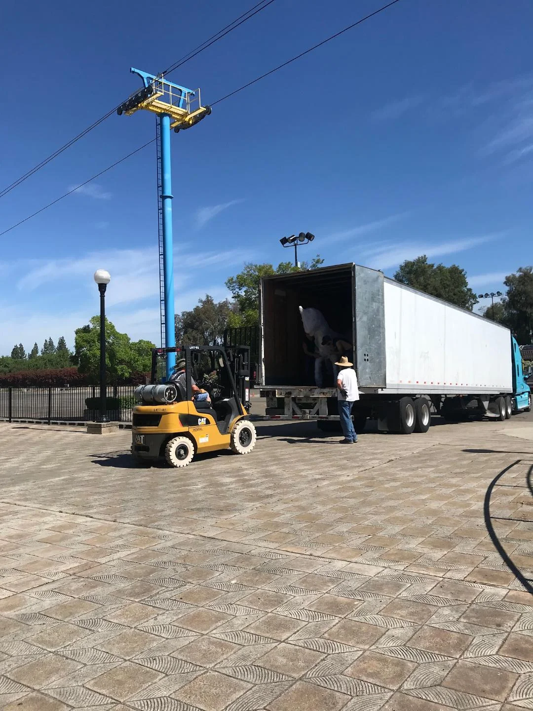 The semi and forklift ready to go.