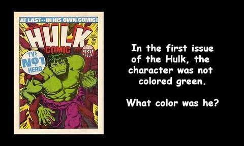 Trivia Time!

How well do you know The Incredible Hulk?

Hall of Heroes tests your knowledge of your favorite characters.

🦸&zwj;♂️ 🦸&zwj;♀️ 

#stage9exhibits #hallofheroes #incrediblehulk #stagenineexhibits #comicbooks #hulk