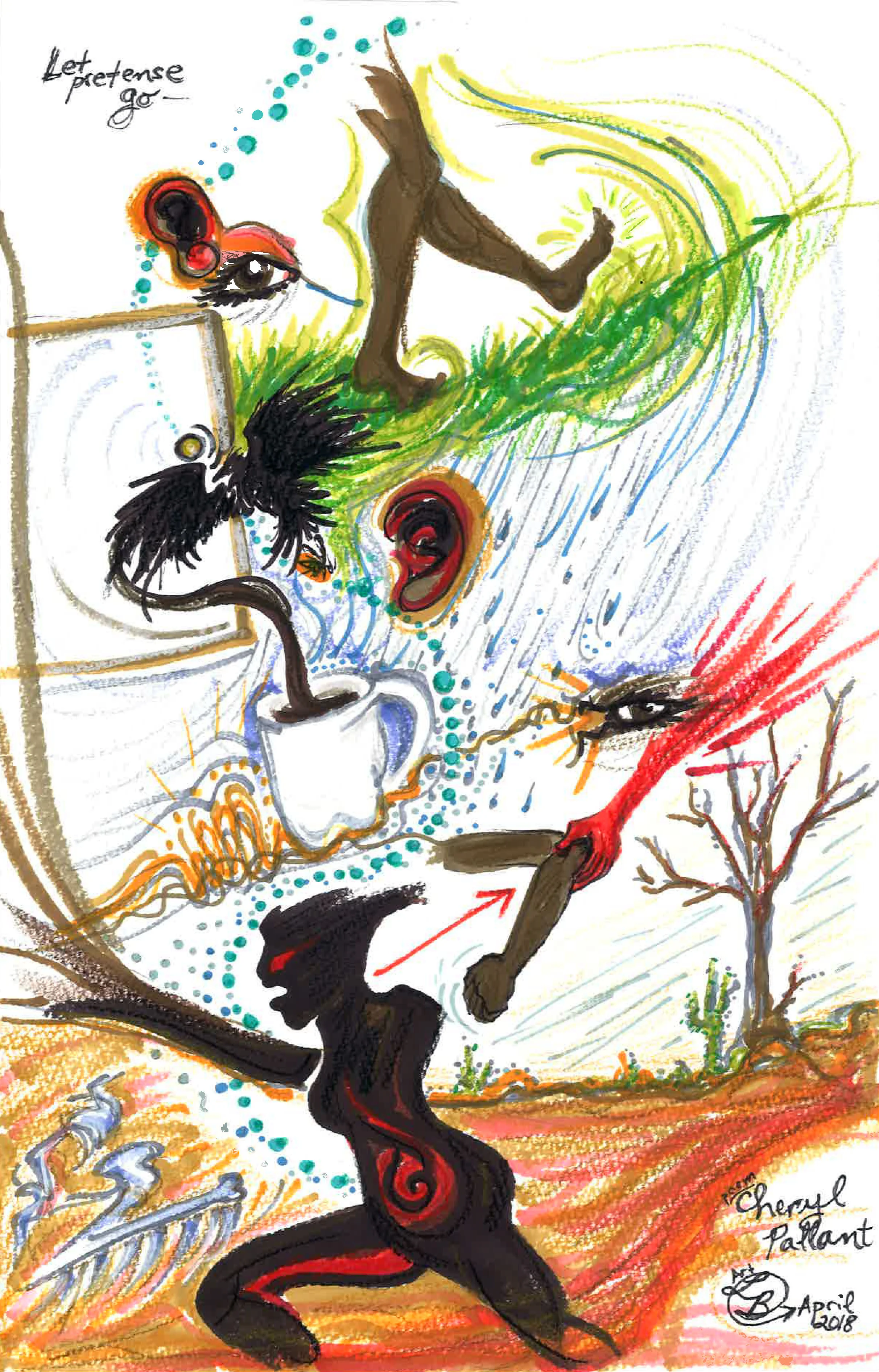 Let Pretense Go, 2018 - paper, marker, ink, colored pencil