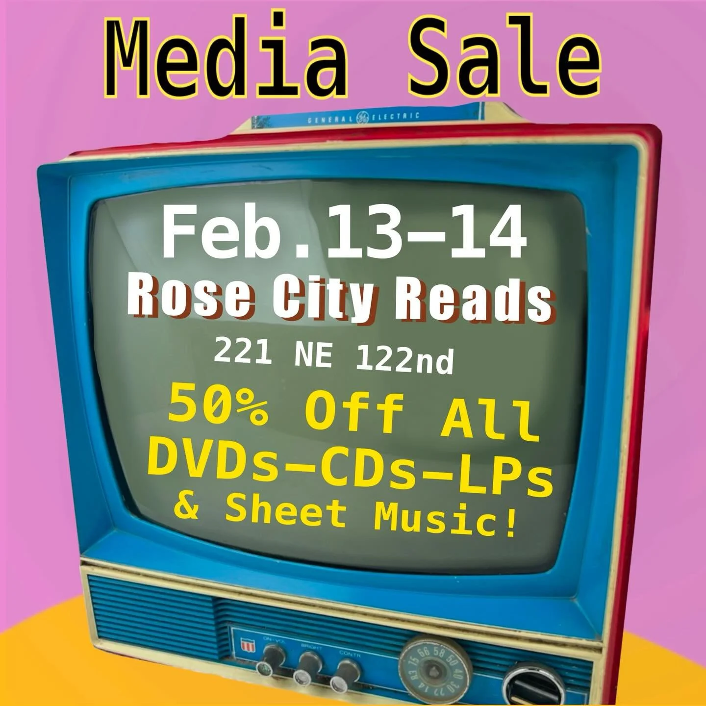 MEDIA SALE! That&rsquo;s right, our next major flash sale will be on all your mixed media needs! All DVDs, CDs, LPs, and Sheet Music will be 50% off! So come see us on Friday the 13th and Valentine&rsquo;s Day, Saturday the 14th! 

#mediasale #usedme