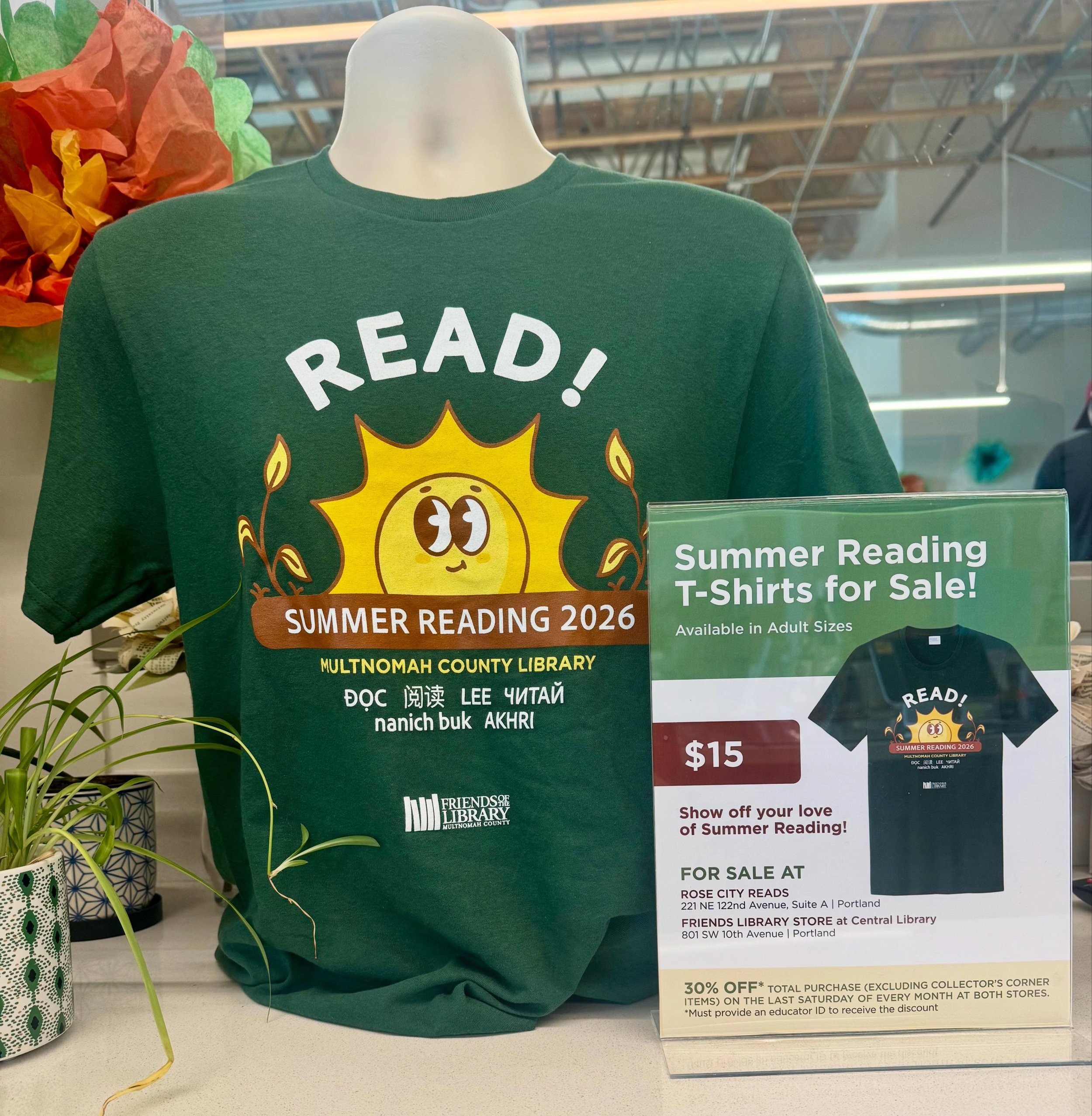 DID YOU KNOW THAT FRIENDS OF THE LIBRARY FUNDS THE READ 4 LIFE ADULT SUMMER READING PROGRAM? GET YOUR $15 T-SHIRT FROM FRIENDS LIBRARY STORE OR ROSE CITY READS SOON! LIMITED INVENTORY
https://multcolib.org/read-4-life-adult-summer-reading 

#summerre